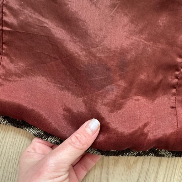 vintage frenchi chevron patterned coat with fur collar - Picture 9 of 10